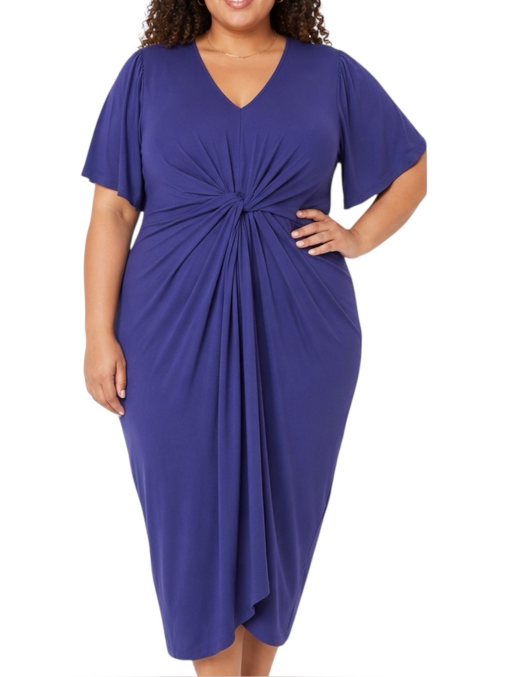 Universal Standard Purple Twist Front Midi Dress 22 NWT Stretch Knit